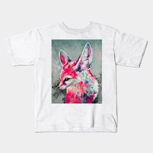 Oil fennec fox muzzle painting in multicolored tones. Kids T-Shirt